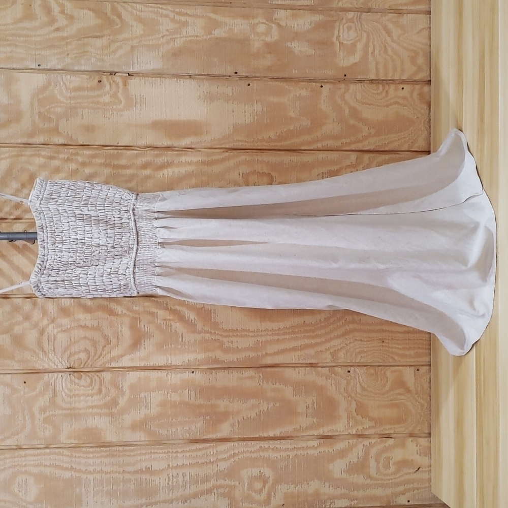 Calista NEW Beige Linen Blend Smocked Maxi Dress Size S